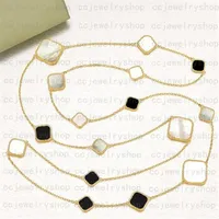 16 Motifs Fashion Classic4 Four Leaf Clover Long Necklaces Pendants Mother-of-Pearl Stainless Steel Plated 18K for Women&Girls Val332f