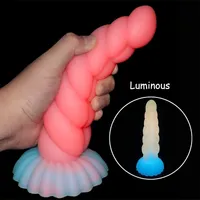 Anal Toys Silicone Luminous Dildo with Suction Cup Glowing Huge Butt Plug Soft Flexible Anus Sex for Women Product 220923
