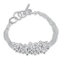 Six-line sand bead bracelet sterling silver plated bracelet ; Wedding gift fashion men and women 925 silver bracelet SPB030229H