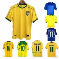 Retro Brasil Soccer Jerseys Top Quality 1994 1988 1998 2000 2002 2004 2006 Romario Ronaldinho Rivaldo Kaka 94 98 00 02 06 Camisa de futebol 61Q9#