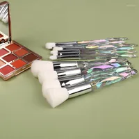 Makeup Brushes 10Pcs Set Crystal Handle Eyeshadow Foundation Blush Concealer Contour Powder Eyelash Blending Brush Make Up Tools