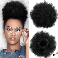 Headband Afro Kinky Curly tail For Women Natural Black Hair 1 Piece Clip In tails Puff Drawstring 100 Human 220924