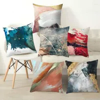 Pillow Case Abstract Hand Painted Pillowcase Geometric Colorful Pattern Polyester Cushion Cover Living Room Sofa Background Decoration