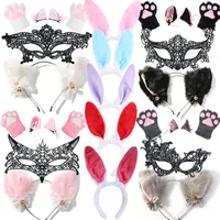 Party Supplies Other Event & Cat Ear Hair Wear Set Girls Lace Mask Anime Cosplay Costume Plush Hairband Night Club Decorate Headbands Access