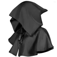 Kogelcaps grim reaper dood cape cooded mantel christelijke cosplay middeleeuwse steampunk priester Halloween -kostuums voor vrouwen mannen heks
