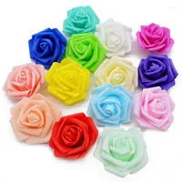 Flores decorativas 20 piezas/lote Hecho a mano 6 cm de espuma artificial Roses Pe Rose Flower Head Diy para la boda Festival de recortes