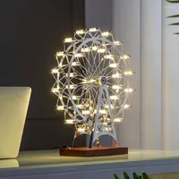 Bordslampor USB LED Creative Rotertable Ferris Wheel Lamp sovrum sovrum kontorsrum skriver dekoration nattljus