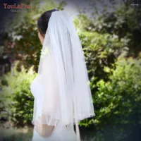 Bridal Veils YouLaPan V26 Elegant Bride Veil 60cm Simple Short White Ivory Wedding Tulle Cut-Edge For Marriage Accessories Sell