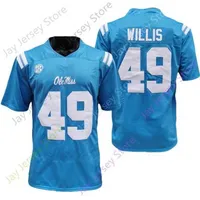 Mitch 2020 New NCAA Ole Miss Rebels Jerseys 49 Patrick Willis College Football Jersey Blue Size Youth Adult