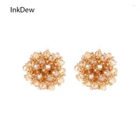 Stud Earrings INKDEW Flower Type Elegant Crystal For Women Beads Handmade Shiny Gift Party Vintage Boho