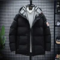Мужские куртки мужчины с мягкой прокладкой 2021 Корейский дежурщик негабаритный густой черный излиш