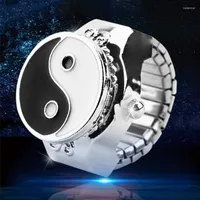Pocket Watches Women Dial Quartz Analog Finger Ring Watch Elastic Gift Fashion Creative Steel R9JE