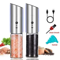 Mills Beeman Electric Salt and Pepper Grinder USB Oplaadbare Shaker Automatische kruidenmolen met verstelbare grofheid 220923