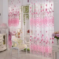 Curtain Colorful Pink Tulip Sheer Curtains Voile Tulle For Home Living Room Bedroom Window Treatment Screening Drapes