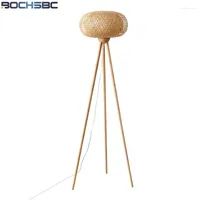Floor Lamps BOCHSBC Handmade Bamboo Led Farmhouse Style Standing Light For Bedroom Dinning Room Living Height 168CM Lampara