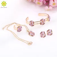 Gift Gold Plated Necklace Earring Ring Bracelet Set Children's Gift Jewelry For Kid Baby 4Color215E