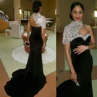 Party Dresses Sparkly Beaded One Shoulder Prom Dresses for Black Women Mermaid Party Dresses Women Evening Formal Dress 220923
