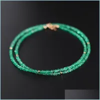 Chaines Cha￮nes Daimi Zambian Natural Emerald Collier perle femelle 18k Gold Color Treasure Pendard Personnalisation Dro Dhgirlshop DHTW7