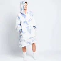 Blue Dye Winter Oversized Hoodie Sweatshirt Warm Soft Pocket Outdoor Fleece Comfy Weighted Blanket For Bed Travel Women's Hoo280h