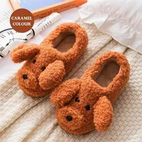 Slippers Home Fuzzy Slippers Women Winter Fur Cartoon Warm Plush Non Skid Indoor Outdoor Fluffy Lazy Female Cute Dog Cat Unisex Shoes 220926