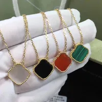 15mm Clover Necklaces Pendant shell agate titanium steel Plated 18K for Women Valentine's Mother's Day Engagement design302r