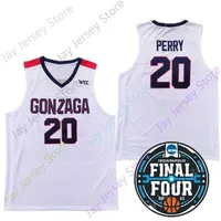 Mitch 2021 Final Four New College NCAA Gonzaga Jerseys 20 Perry Basketball Jersey White Size Men Youth Adult Embroidery