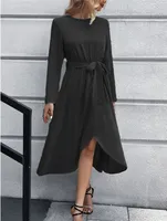 여성의 셀프 벨트 스플릿 헴 맥시 드레스 구매 보호
