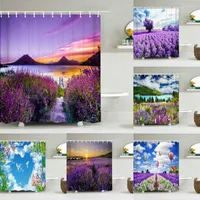 Shower Curtains Rural Nature Scenery Bathroom Polyester Waterproof Curtain Lavender Printing For