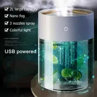 Humidifiers Dome Cameras Triple Nozzles Household Ultrasonic Air Humidifier USB Aromatherapy Diffuser with LED Light Large Capacity Heavy Fog Mist Maker T220924