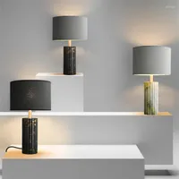 Table Lamps Luxury Marble Round Fabric Modern Bedroom Desk Lamp Bedside Designer Living Room Decorative Lighting Lights