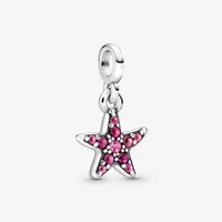 100% 925 Silver My Pink Starfish Dangle Charm Fit Original Me Link Bracelet Fashion Women DIY Jewelry Accessories2060
