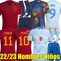 Spain Soccer Jerseys World Cup Men&#039;s Football Shirt 2022 Kids Kits Tracksuits FERRAN PEDRI 2023 Qatar ANSU FATI KOKE AZPILICUETA 22/23 Mens set sweat suit Sportswear