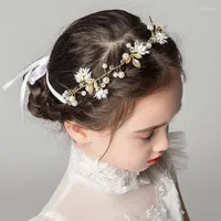 Headpieces Brud Bodband Pearl Flower Crystal Hair Headboard Garland Wedding Crown Elegant Girls Fashion Handmade Head Hoop Jewelry