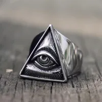 Mens masoński pierścień ze stali nierdzewnej Illuminati Trójkąt Eye of Providence Biker Pierścienie punkowe biżuterię murową282J