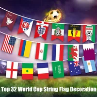 2022 Qatar Top 32 Fan Banner Flags World Cup String Flag Bar Decoration 20x28 Hanging Flag 14x21cm Pulling
