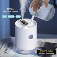 Humidifiers Dome Cameras 1000ml Air Humidifier 3000mAh Battery Wireless Aroma Water Mist Diffuser USB Rechargeable Aromatherapy Humidificador for Home T220924
