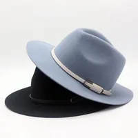 Berets High Quality Wool Fedora Hat Classic Belt Wide Brim Trilby Jazz For Women Men Felt Hats Autumn Winter Caps