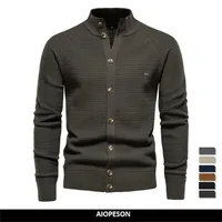 Men's Sweaters AIOPESON Knitted Mens Cardigan Cotton High Quality Button Mock Neck Sweater for Men Winter Fashion Designer Cardigans Men 220923