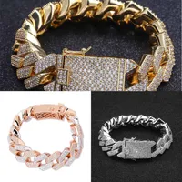 TOPGRILLZ 20MM Iced Out Mens Zircon Curb Cuban Link Bracelet Hip hop Jewelry Thick Heavy Copper Material CZ Chain Bracelet Gifts J2362