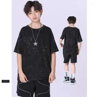 Shirts Boys T-shirt 2022 Summer Dark Style Short Sleeve Tops For Boy Clothes 4-13 Y Childrens Hip Hop Teens Street T Shirt