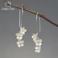 Charm Lotus Fun Wedding Fresh Elegant Forgetmenot Flower Dangle Earrings For Women 925 Sterling Silver Fashion Jewelry Trend 220923