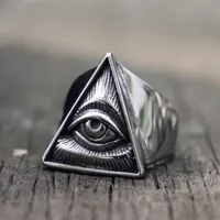 Mens masoński pierścień ze stali nierdzewnej Illuminati Trójkąt Eye of Providence Biker Pierścienie Punk Punk Masonry Jewelry2530