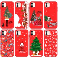 Merry Christmas Santa Tree Phone Cases For iPhone 14 Plus Pro Max Red Flexible Soft TPU Shell iPhone14 13 12 11 8 7 Xmas Festival Theme Cute Fashion New Years Wish Cover