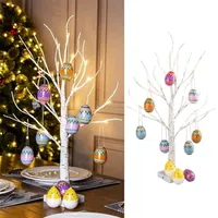 Other Festive Party Supplies 62cm Birch Tree Led Light Easter Decorations For Home Egg Ornaments Hanging Wedding Happy Kids Gift 220922