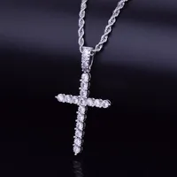 Men's Zircon Cross Necklace Pendant Necklace Hip hop Jewelry Charm Bling Cubic Zircon Chain For Gift 250t