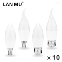 10Pcs lot Lampara LED Candle Bulb 5W 7W E14 E27 Real Power Light AC 220V Bombilla Lamp No Flicker Chandelier Lighting
