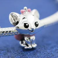 925 Sterling Silver The Aristocats Marie Charm Bead for European Pandora Jewelry Charm Bracelets2391