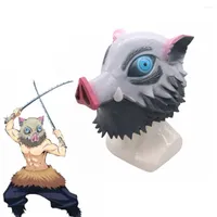 Party Masks Anime Demon Slayer Kimetsu No Yaiba Cosplay Hashibira Inosuke Boar Mask Latex Halloween Carnival Props