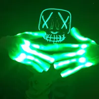 Wholesale LED Gloves Neon Luminous Lighting Glovers With Battery Glow In The Dark Halloween Christmas Party Cosplay Costume Supplies 913