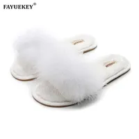 Slippers Fayuekey Spring Summer Winter Home Cotton Plush Fur Slippers Women Indoor Floor Bedroom Shoes 220923